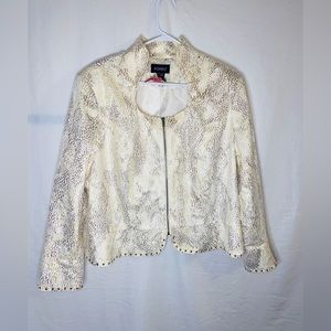 Ashro Full Zip Textured Jacket Gold And Cream Womens Size 22W